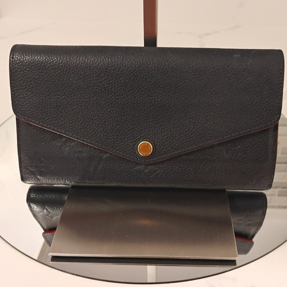 Louis Vuitton Empreinte Sarah Wallet with GHW - Navy Leather - Picture 1 of 11